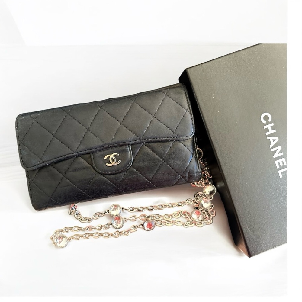 24 hr sale Chanel  Lambskin Classic Flap Wallet with coa box unbranded chain - Picture 4 of 14
